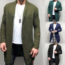 Men's Sweaters Sweater Cardigan Autumn And Winter Solid Colour Slim Long Sleeve Lapel Knit Coat Men Korean Clothes