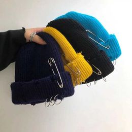 Hats Knitted Warm Winter Beanies Hat Caps Street Hip Hop Woollen Holes Edging Cool Wear Melon 230920