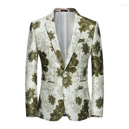 Men's Suits Embroidered Blazer 2023 In Green Red Orange Single Button Suit Jacket Elegant Luxury Wedding Party Dress Man Slim Coat