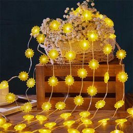 LED Strings Party 10/20/30M Plug in Sunflower Fairy Lights Outdoor Waterproof Artificial Flower String Light For Gazebo Patio Wedding Party Decor HKD230919