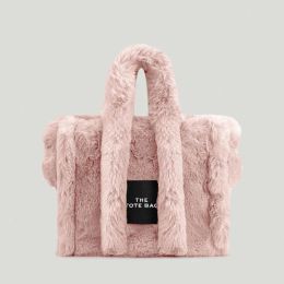 Faux Fur Large Tote Bag Quality Luxury Designer Women Handbags Pluffy Ladies Shoulder Crossbody Bags Plush Winter Purse pinkwindow-8 CXG9194