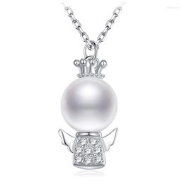 Pendant Necklaces Zircon Simulated Pearl Angel & Pendants For Women Retro Long Chain Female Necklace Fashion Jewellery 2023