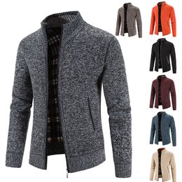 Men's Jackets 8 Colors 2023 AutumnWinter Plush and Thickened Stand Collar Jacket Half High Neck Knitted Cardigan Sweater for Men 230919