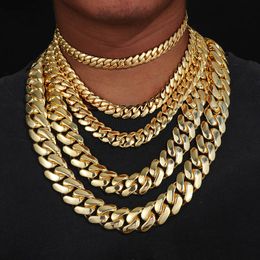 Hip Hop Miami Cuban Link Kette Halsketten hochwertiger Kupfer Realgold -Verschleppten Mikroeinsätze sauber Diamantverschluss Bling Eced Schmuck für Männer Frauen Chokerketten