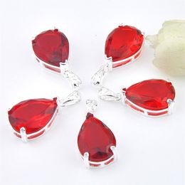 Mix 5 Pieces Pendants Luckyshine Shine Teardrop Cut Purple Watermelone Tourmaline Gemstone 925 Silver Pendant Necklaces298Q