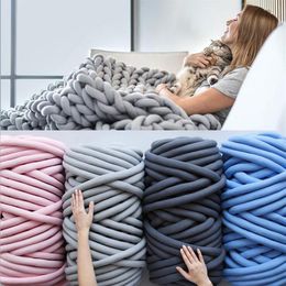 1000g Super Thick Chunky Yarn Cotton Tube Yarn Merino Wool Alternative DIY Bulky Arm Knitting Blanket Hand Knitting Spin Yarn T200174m