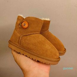 Дизайнерские австралийские зимние ботинки Wgg, детская зимняя теплая обувь для мальчиков и девочек, ботильоны на мини-пуговицах, детские короткие сапоги, обувь без шнуровки