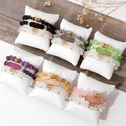 Strand 4Pcs/Set Druzy Crystal Bracelet Set For Women Men Natural Agates Stone Fashion Handmade Jewellery Stack Bangles Male