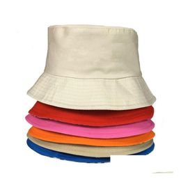 Folding Bucket Hats Travel Fisherman Leisure Cotton Sunbonnets Customizable Stingy Brim Sun Hat Cap Outdoor Sports Visor Drop Delivery Dh2Ny