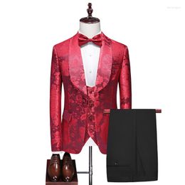 Men's Suits Boutique Fashion (suit Vest Trousers) High-end European And American Dress Stage British Casual Large Size Suit Three Pieces
