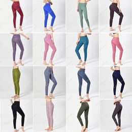 디자이너 Lululemen Womens Yoga Legging Wear Sports Lady 's No Begrassment Line Pants Lady's Hip Lift 타이트 하이 허리 피트니스 운동 바지 레깅스