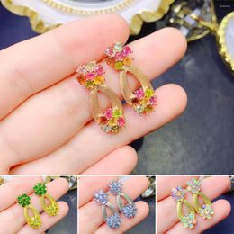 Stud Earrings FS 3 3Natural Opal/Tourmaline/Diopside Fashion S925 Pure Silver Fine Wedding Jewelry For Women MeiBaPJ