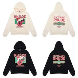 Designer Fashion Clothing Luxury Men's Sweatshirts Rhude American Hoodie Oversize Small High Street Fashion Brand Ins Spring and Autumn Couple Sweater