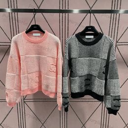 Sweater Luxury Womens Pullover Fashion Classic Striped Design Top Crew Neck Long Sleeve Knitwear 2 Colours