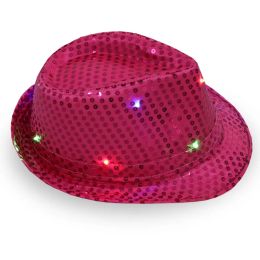 Jazz Hats Flashing Light Up Fedora Caps Sequin Cap Fancy Dress Dance Party Hats Unisex Hip-Hop Lamp Luminous Cap Simple