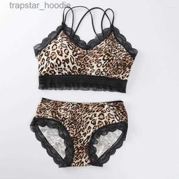Bras Sets Bras Sets Sexy Full Cup Bra For Women Wireless Lace Leopard Thin Breathable Comfortable Underwear Lingerie Set L230919