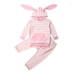 Clothing Sets Pudcoco Born Baby Girls Kids Striped Ears Hooded Top Pants Outfits Fashion Cute Long Sleeve Autumn Spring Clothes 2pcs