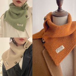 Scarves Women Knitted Scarf Fashion Buttons Neck Collar Wraps Warm Winter Easy Scarves Lady Thick Woolen Yarn Neckerchief Muffler Shawl 230818