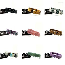 Strand 1PCS Selling Natural Crystal Agate Fluorite Elastic Hand Tag Chakra Colorful Beads Handmade Bracelet Noble Couple Jewelry