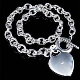 925 Stamped Heart Shape Necklace Brands Sterling Silver Link Chain Necklace for Women Ladies Fashion Designer Pendant Necklaces Je329S