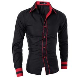 Whole- Men Shirt Long Sleeve Shirts Casual Male Slim Fit Pure Fashion Chemise Mens Camisas Dress Shirts Men XXL CBSYQWISA2674