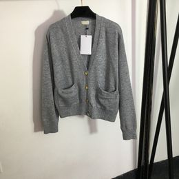 V Neck Knit Sweaters Womens Plus Size Cardigan Coat Double Pocket Designer Coat 2 Colours Soft Touch Sweater