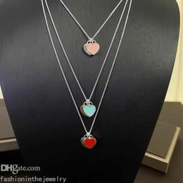 Luxury Necklace Designer Pendant Fashion Jewelry Blue Red Pink silver Heart Key Pendants women whole china necklaces for bouti227x