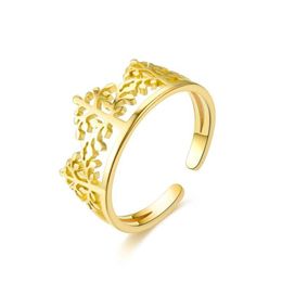 Band Rings Update Gold Plated Life Of Tree Crown Ring Stainless Steel For Woman Fine Jewelry Drop Delivery Dhxtj