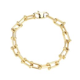 Link Chain Stainless Steel Hip Hop Unique U Link Gold Bracelet Street Dance Fashion Statement Jewerly Gift For Men Women213k