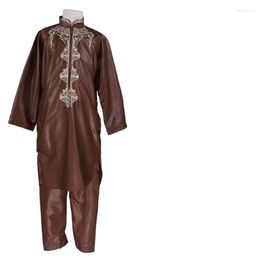 Ethnic Clothing Boy Robe Wholesale 8-18years Caftan Material Stand Collar Islamic Thawb Children Jubba Embroidery Thobe With Pants