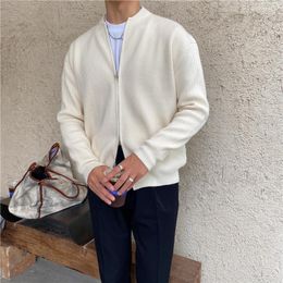 Men's Sweaters Korea Spring INS Sweater Cardigan Solid Long Sleeve Knitted Coat Full Zipper Casual Tide Slim Male Autumn Clothing