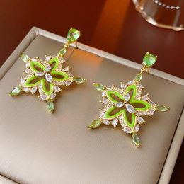 Stud Earrings Bilincolor Zircon Green Star Irregular For Women