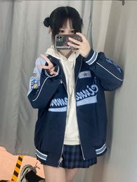 Women's Jackets Sanrios Cinnamorolls Biker Racer Jacket Y2k Kawaii Oversize Sweatshirt Japanese Fashion Bomber Jacket Women Cute Varsity Jacket 230919