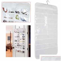 Storage Bags Wall Door Closet Fine Jewelry Accessory Hanger Organizer Ear Ring Necklace Bangle Roll Bag Pouch Canvas 72 Pockets Drop D Dh9Tu
