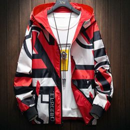 Men's Jackets The New Two-sided Men's Jacket 2022 Men's Fashion Geometric Pattern Windbreaker Lightweight Outerwear M-7XL T230919