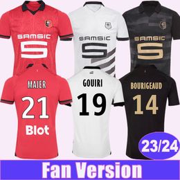 2023 24 Stade Rennais TERRIER BOURIGEAUD Mens Soccer Jerseys DOKU THEATE KALIMUENDO GOUIRI MAJER SANTAMARIA Home Red Away 3rd Football Shirts