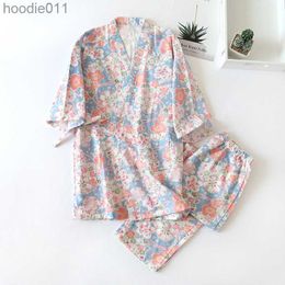 Women's Sleepwear Japanese-style kimono cotton fresh style Pyjamas suit female casual spring and summer Pyjamas two-piece home service L230919