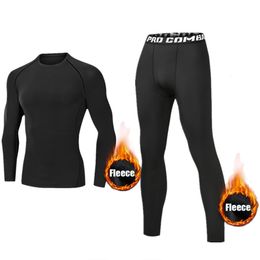 Men's Tracksuits Athletic Compression Shirt Gym TShirt Trousers Suit Long Sleeve Fleece Lined Termal Breathable Sweat absorbing 230919