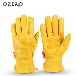 Five Fingers Gloves OZERO Riding Motorcycle Gloves Cycling Climbing Fitness Sports Non-slip Sheepskin Leather Work Garden Gloves Knight Equipment 230818
