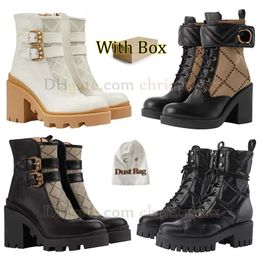 Top Quality Martin Boots High Heel Platform Boots Desert Boot Tall Leather Boot Vintage Print Jacquard Textile Classic Desert Boot Ankle Boot Women Snow Boot With Box