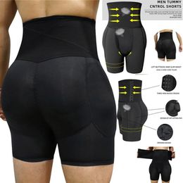 Men High Waisted Shapers Boxer Brief Slimming Body Shaper Shorts Tummy Control Panties Butt Lifter Shapewear Fitness Shaping Under3234