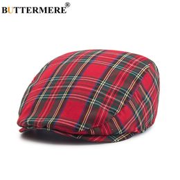 Berets BUTTERMERE Womens Plaid Flat Caps Male Casual Cotton Vintage Hats Summer Spring Classic Chequered Stylish Gatsby Cap 230919