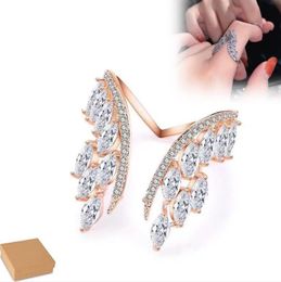 Fashion Luxury Cubic Zirconia Big Angle Wings Shaped Cuff Bracelet Bangle Rings Sets For Women Girl Party Wedding Jewellery