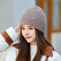 Winter New Rabbit Hair Knitted Hat for Women Outdoor Casual Warm Soft Hats Angora Female Bonnet 230920