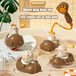 Bath Toys Cartoon Baby Bath Toy Cute Bear Electric Water Spray Shower Swimming Bathroom Outdoor Water Toy For Kids Water Playing Toys 230919