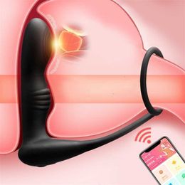 Sex Toy Massager Male Prostate Massage Control Anal Vibrator Delay Ejaculation Cock Ring Testis Stimulate Anus Plug Butt Adult for Men