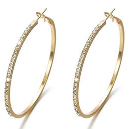 Hoop & Huggie Big Small Circle Earrings For Women Female Rose Gold Black Ring Ear Jewellery Ladies3427