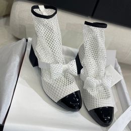 Classic New Colour Butterfly Knot Mesh Shoes Luxury Designer Shoes Water Diamond Buckle Thick Heels Women's Shoes 8.5cm High Heels Fashion Factory Shoes