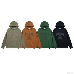 Designer Fashion Clothing Luxury Mens Sweatshirts the Correct Version of Meichao Rhude Foam Printed Hooded Plush Sweater Loose Street Autumn New Men and Womens Tren