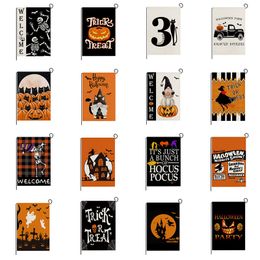 Halloween garden flag courtyard Camping Flags Happy Halloween holiday decorations welcome yard Banner linen material Customizable P96